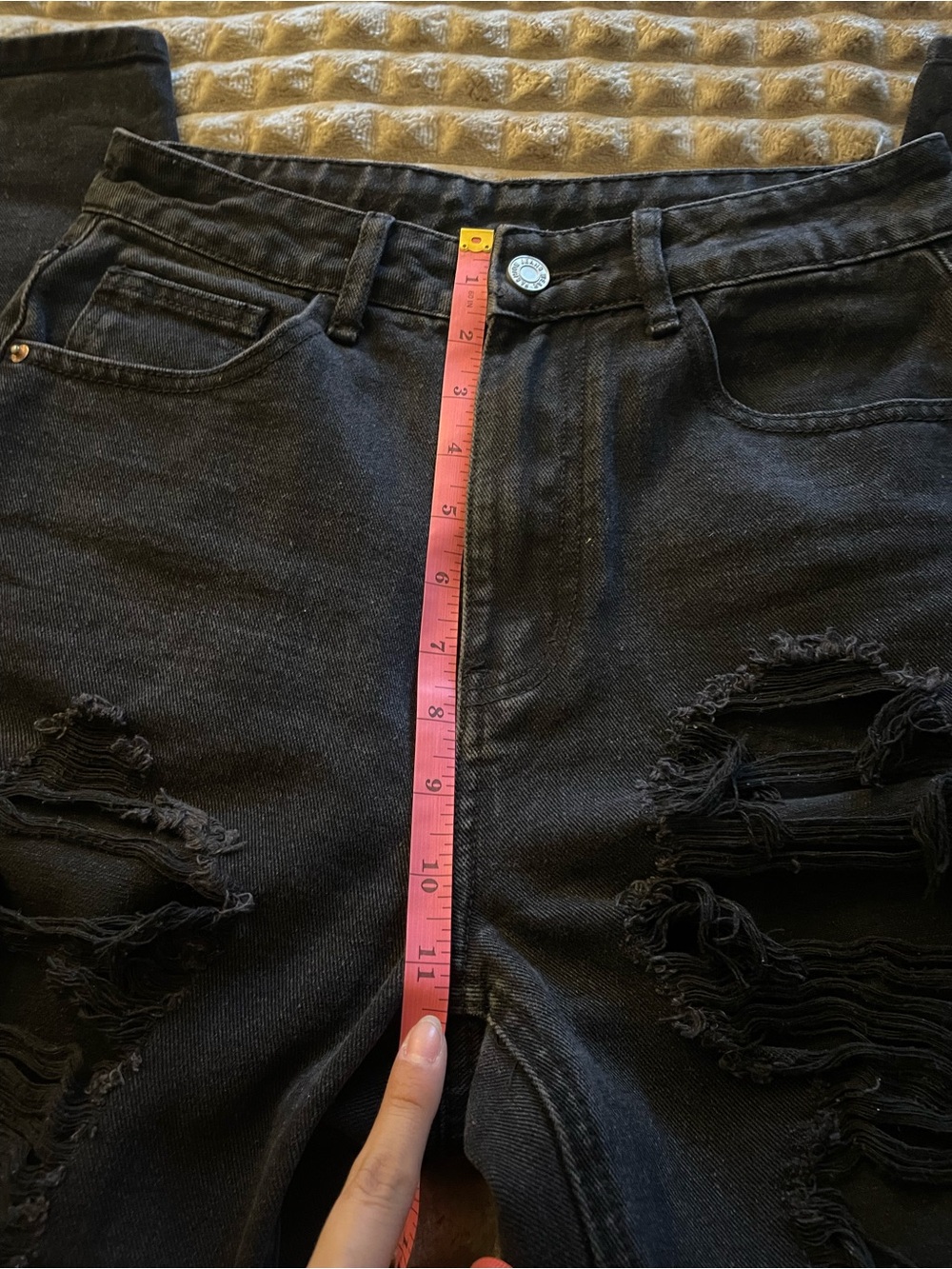 SHEIN | Women’s Black Distressed High-Waist Jeans | Straight Leg Jeans - Picture 13 of 16